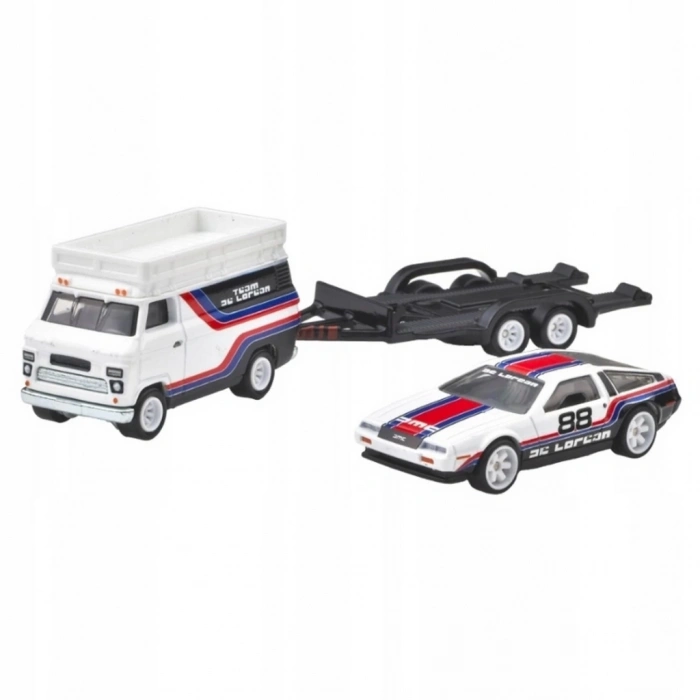 BFS  Hot Wheels Car Culture Team Transport DMC DeLorean & HW Rally Hauler Diecast Car