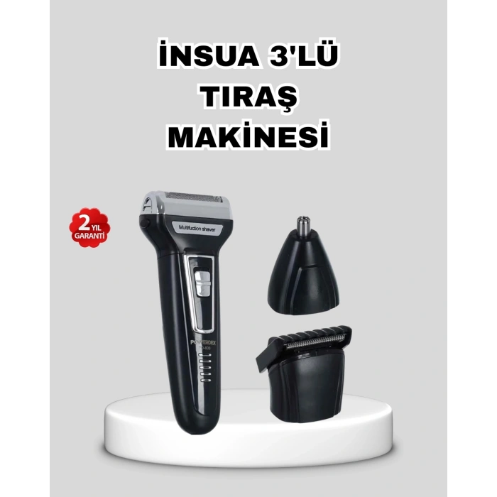 BFS İnsua 3’lü Tıraş Makinesi – 3 Farklı Kesim Başlığı, Güçlü Motor, 60 Dakika Kullanım