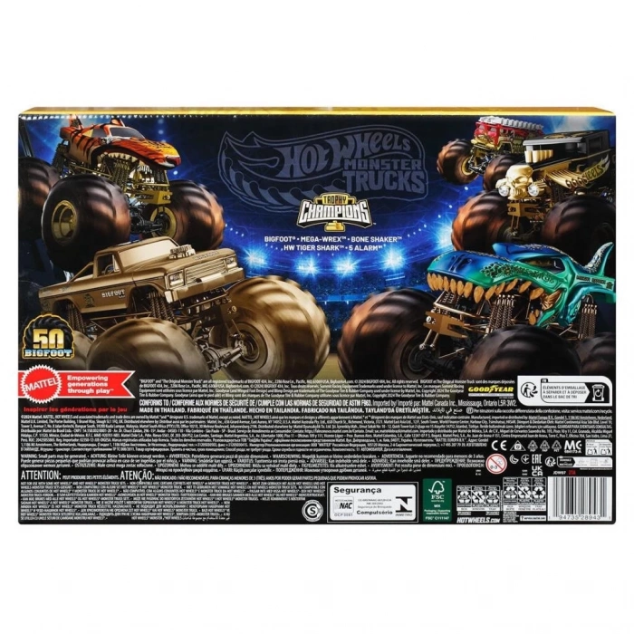 BFS   JDW07 Hot Wheels Monster Trucks Bigfoot Trophy Şampiyonları Araba ve Kamyon Çokl