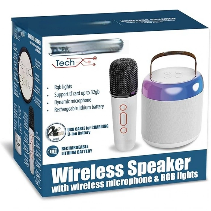 Mey İthalat® Kablosuz Mikrofonlu ve Işıklı Hoparlör