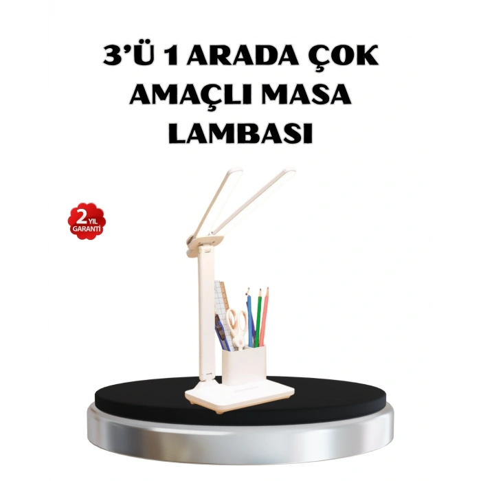 BFS Kalemlik ve Telefon Standlı Masa Lambası – Kısılabilir LED Işık, Göz Dostu Tasarım