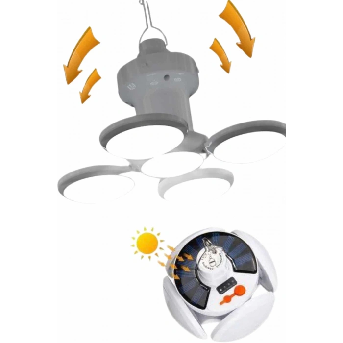 BFS Kamp Lambası Güneş Enerjili Solar 5 Kanatlı Katlanır Lamba Karavan