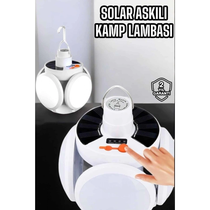 BFS Katlanabilir Taşınabilir Kamp Lambası Işıldak Beyaz Işık Güneş Enerjili Solar Aydınlatma