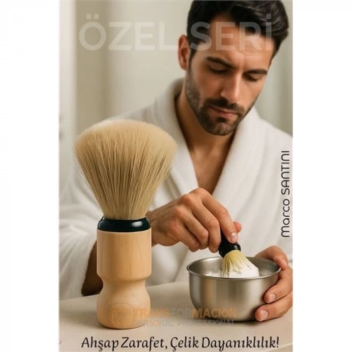 BFS Klasik Tıraş Seti – Ahşap Saplı Fırça & 304 Paslanmaz Çelik Tıraş Tası