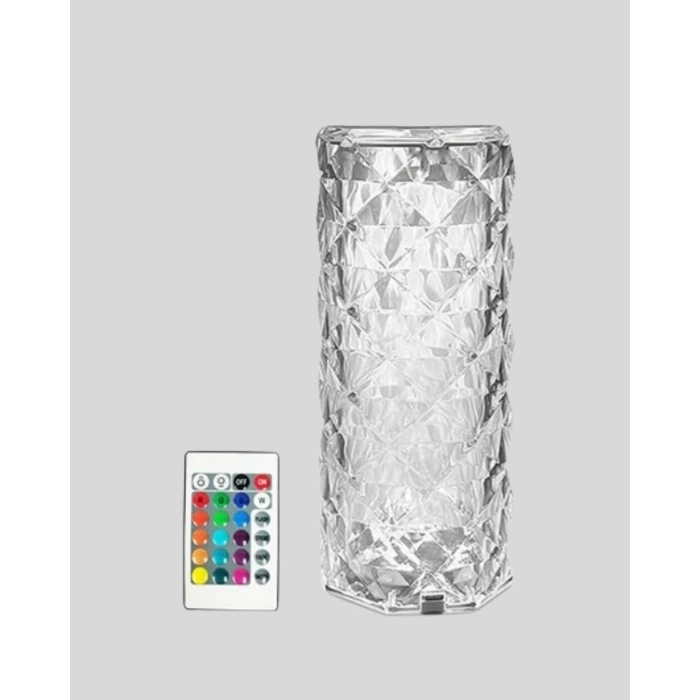 BFS Kristal RGB LED’li Kumandalı Masa ve Gece Lambası – Renkli Işık Modlarıyla Şık Dekoratif Aydınlatma