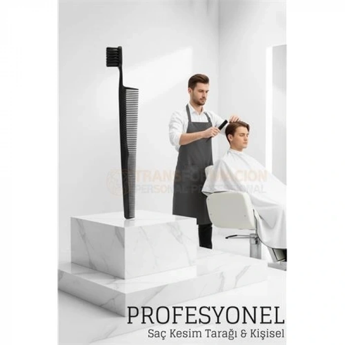 BFS Kuaför Saç Kesim Tarağı - Profesyonel Mini Fade Fırçalı Tasarım Berber Kesim Tarağı