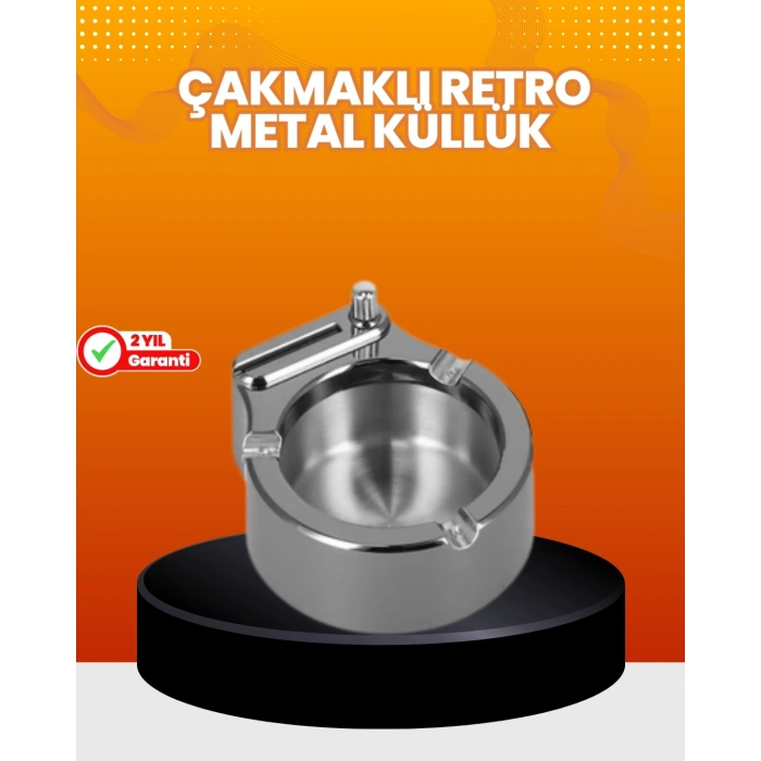 Mey İthalat® Küllük ve Çakmak Birleşik Set Paslanmaz Çelik Gövde