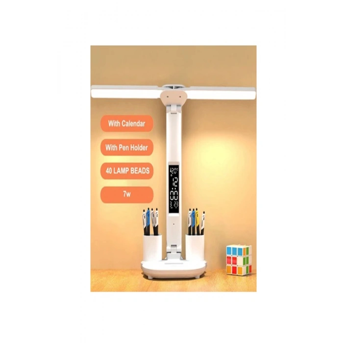 BFS Led Dokunmatik Katlanabilir Masa Lambası Takvim Sıcaklık Saat Şarjlı Masa Lambası