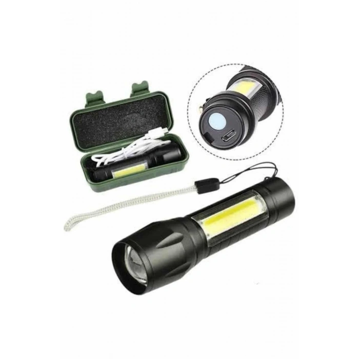 BFS Led Lamba El Feneri Küçük Taşınabilir USB Şarjlı Acil Durum Lambası