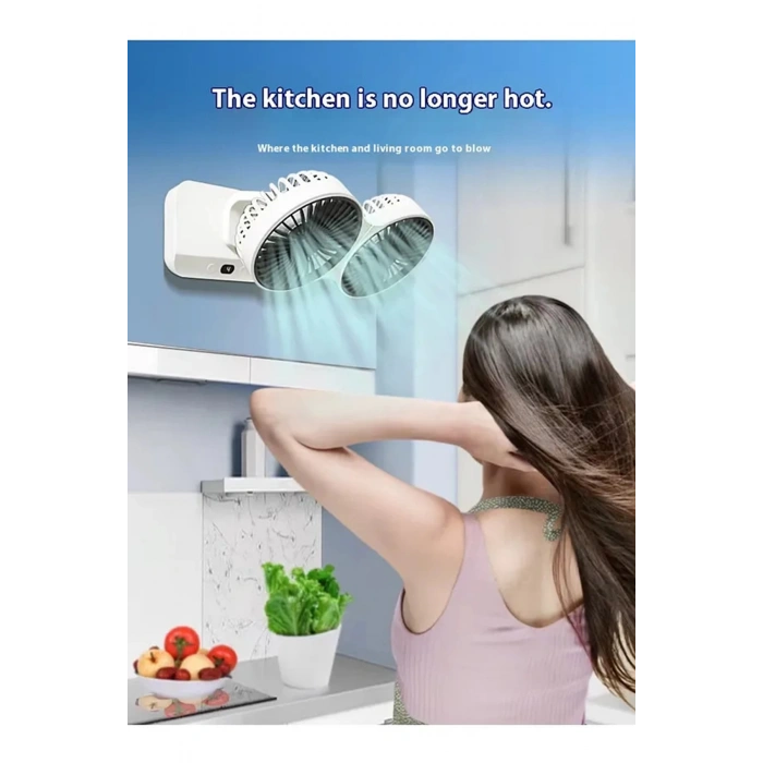 BFS Masaüstü Dijital Ekranlı Çift Fanlı Led Işıklı Soğutucu Fan Ev Ofis Şarjlı Vantilatör