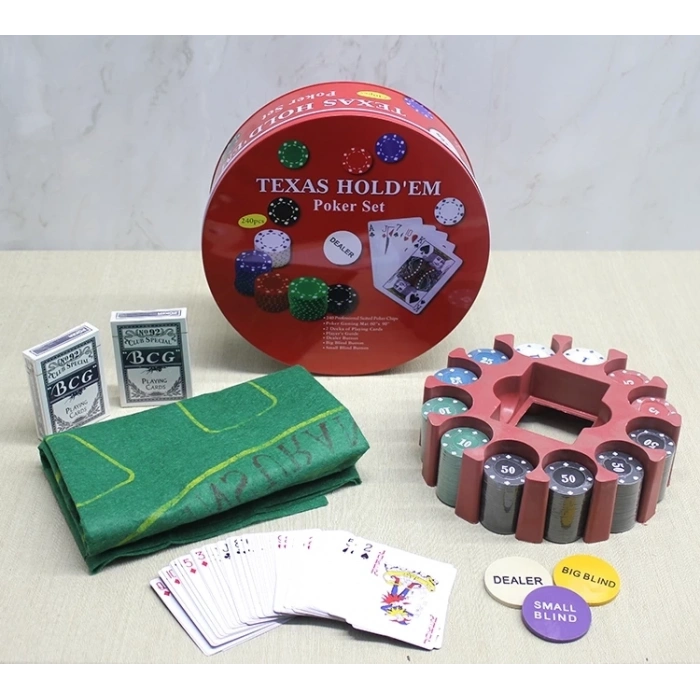 BFS Metal Kutulu 240 Chip Ve 2 Adet İskambil  Kağit Setine Sahip Poker Oyunu Alk3539