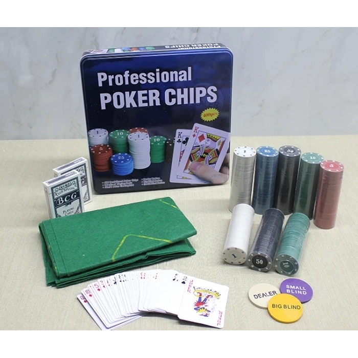 BFS Metal Kutulu 400 Chip Ve 2 Adet İskambil  Kağit Setine Sahip Poker Oyunu Alk3538