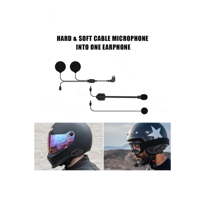 BFS Mikrofonlu Motosiklet Kaskı Kulaklığı Tam/yarım Yüz Kaskları İçin 2’si 1 Arada Kulaklık Seti