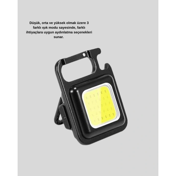 BFS Mini 800 Lümen LED El Feneri – USB Şarjlı, 3 Kademeli Işık, Şişe Açacaklı Taşınabilir Tasarım