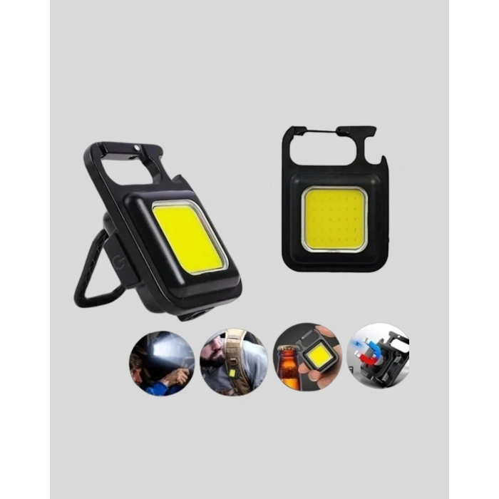 BFS Mini 800 Lümen LED El Feneri – USB Şarjlı, 3 Kademeli Işık, Şişe Açacaklı Taşınabilir Tasarım