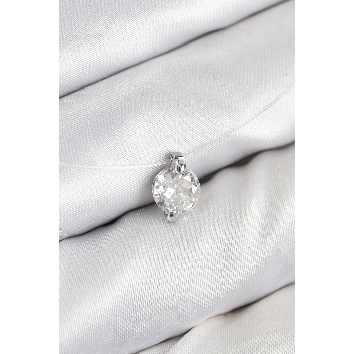 BFS Misineli Zirkon Taşlı Model Gümüş Renk Hayalet Kolye