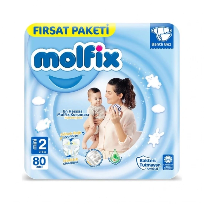 BFS   Molfix Bebek Bezi Fırsat Paketi 2 Beden 3-6 Kg 80 Adet