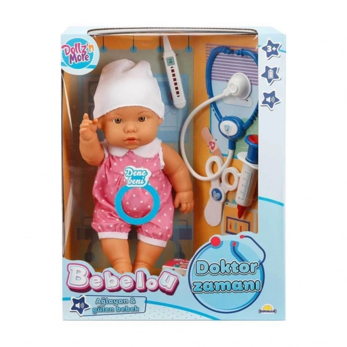 BFS Nessiworld 30111 Bebelou Doktor Zamanı Sesli Bebek Seti 35 cm -Sunman