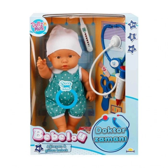 BFS Nessiworld 30111 Bebelou Doktor Zamanı Sesli Bebek Seti 35 cm -Sunman