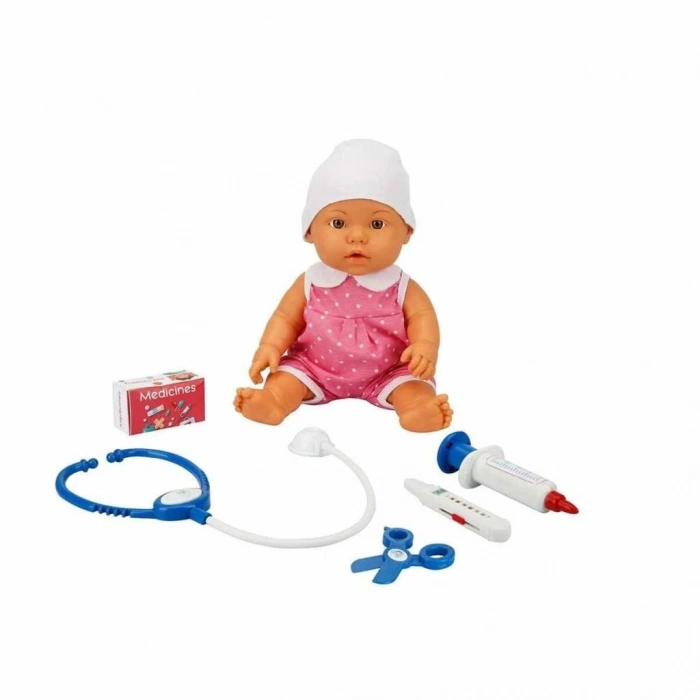 BFS Nessiworld 30111 Bebelou Doktor Zamanı Sesli Bebek Seti 35 cm -Sunman