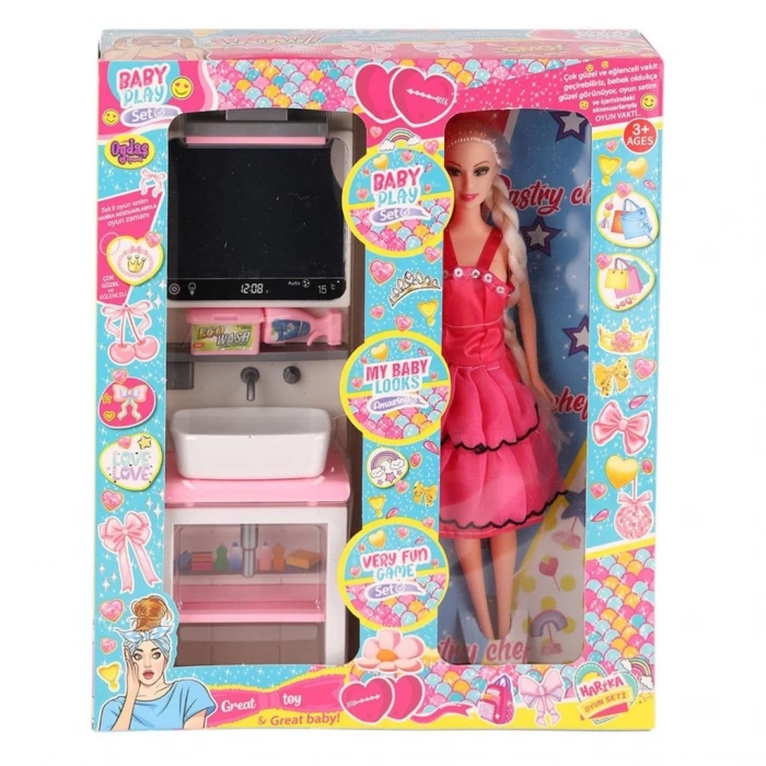 BFS   OYD-02390 Bebek ve Aynalı Lavabo Oyun Seti -Oydaş Oyuncak