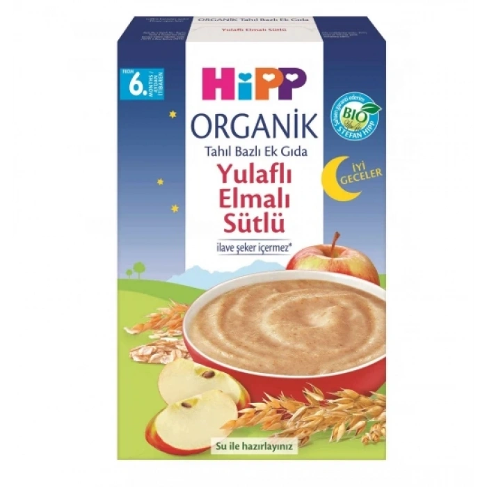 BFS    p Organik İyi Geceler Sütlü Yulaflı Elmalı Tahıl Bazlı Ek Gıda 250 Gr