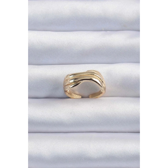 BFS Pirinç Altın Renk Kıvrımlı Ayarlanabilir Yüzük