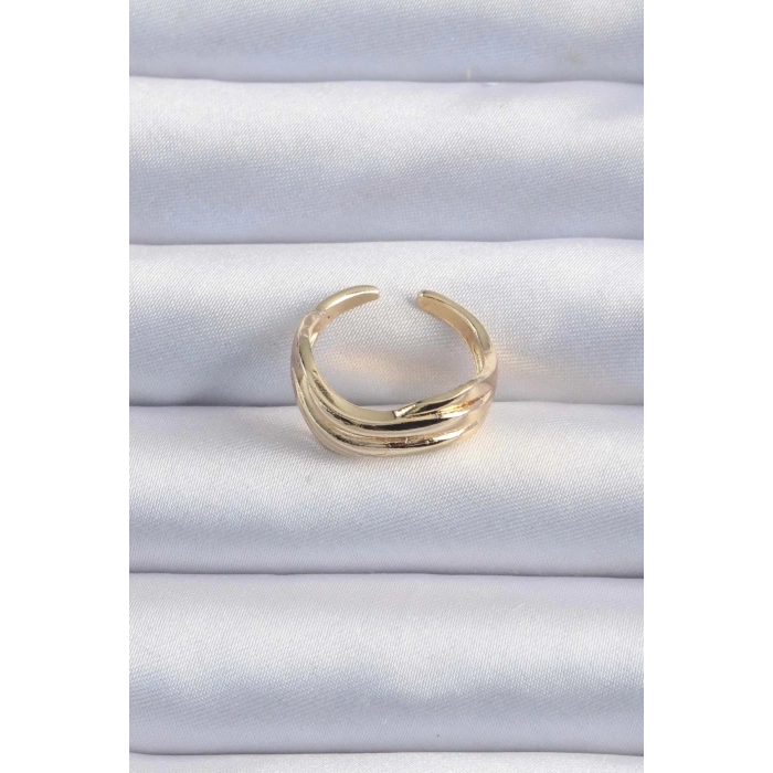 BFS Pirinç Altın Renk Kıvrımlı Ayarlanabilir Yüzük