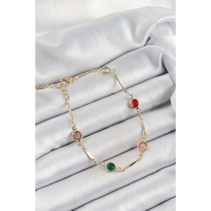 BFS Pirinç Asorti Model Gold Renk Zirkon Taşlı Kadın Bileklik