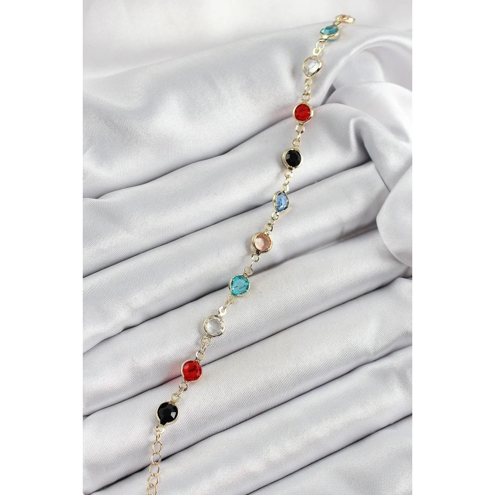 BFS Pirinç Asorti Model Gold Renk Zirkon Taşlı Kadın Bileklik