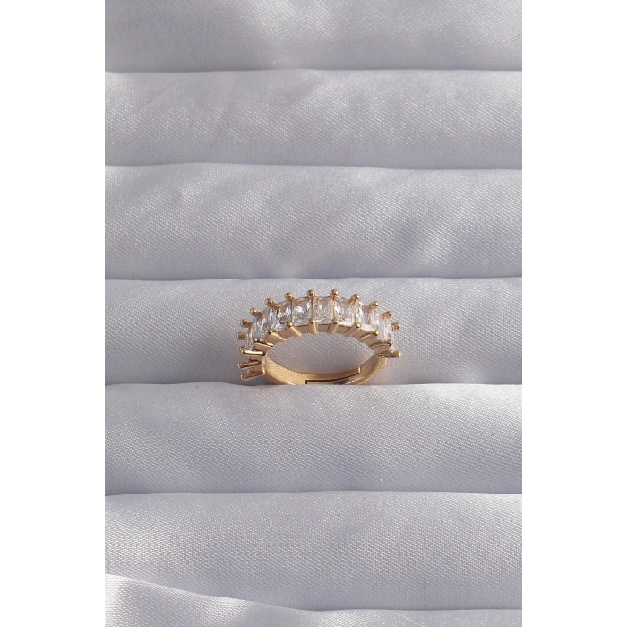 BFS Pirinç Ayarlamalı Gold Renk Baget Taşlı Su Yolu Yüzük