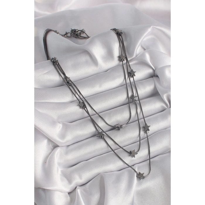 BFS Pirinç Füme Renk 3Lü Yıldız Model Kadın Kolye