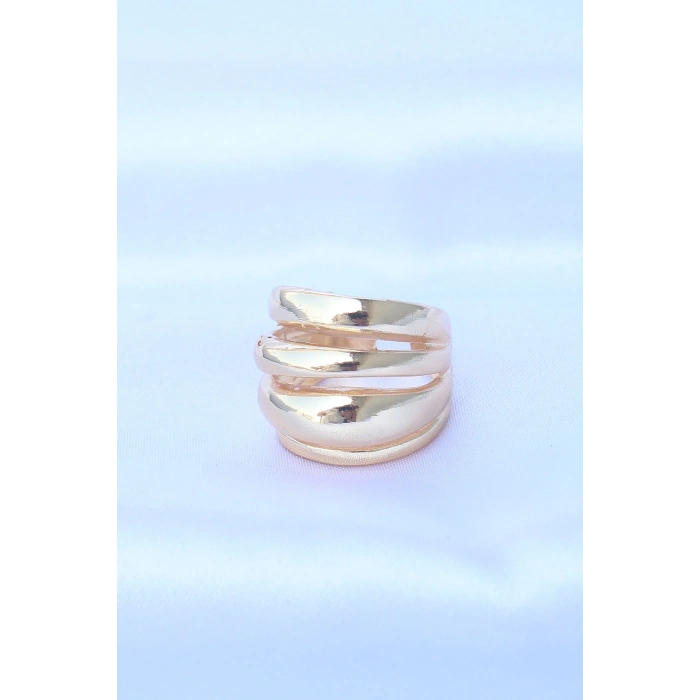 BFS Pirinç Gold Renk Ayarlanabilir Tırtıklı Bombe Yüzük