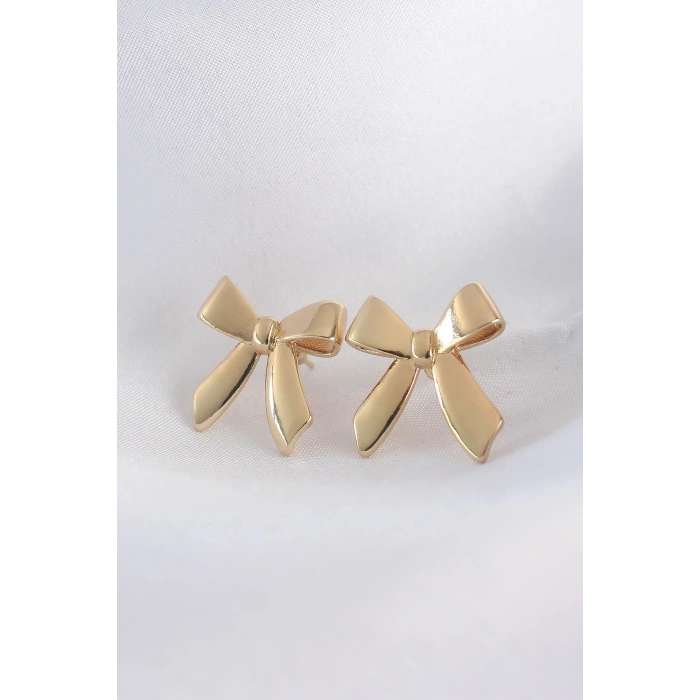 BFS Pirinç Gold Renk Düz Plaka Fiyonk Küpe