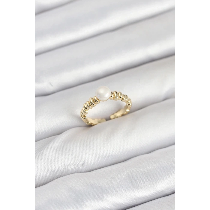 BFS Pirinç Gold Renk Göbek İnci Model Kadın Yüzük