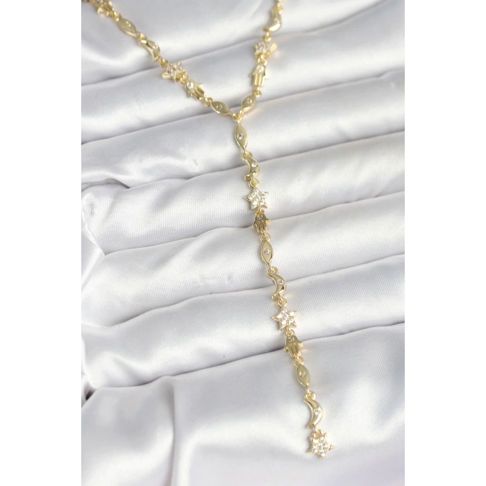 BFS Pirinç Gold Renk Kadın Manifest Kolye