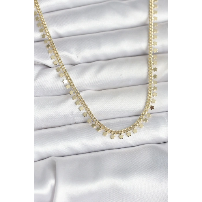 BFS Pirinç Gold Renk Sıralı Yıldız Kadın Kolye