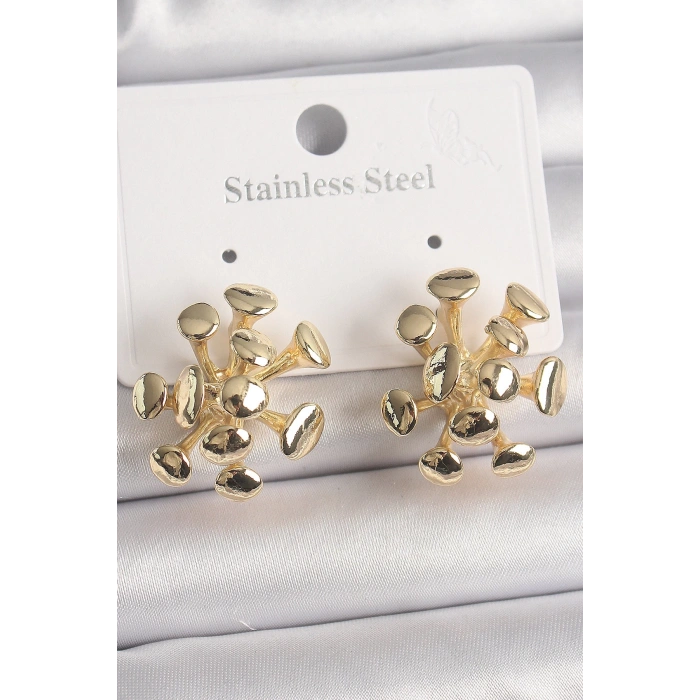 BFS Pirinç Gold Renk Virüs Figür Model Kadın Küpe