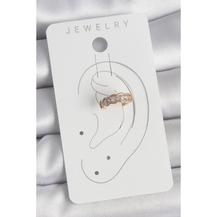 BFS Pirinç Gold Renk Zirkon Taşlı Kadın Kıkırdak Küpe