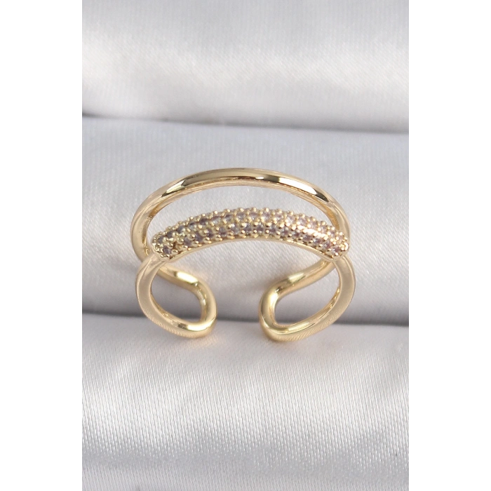 BFS Pirinç Gold Renk Zirkon Taşlı Kadın Yüzük