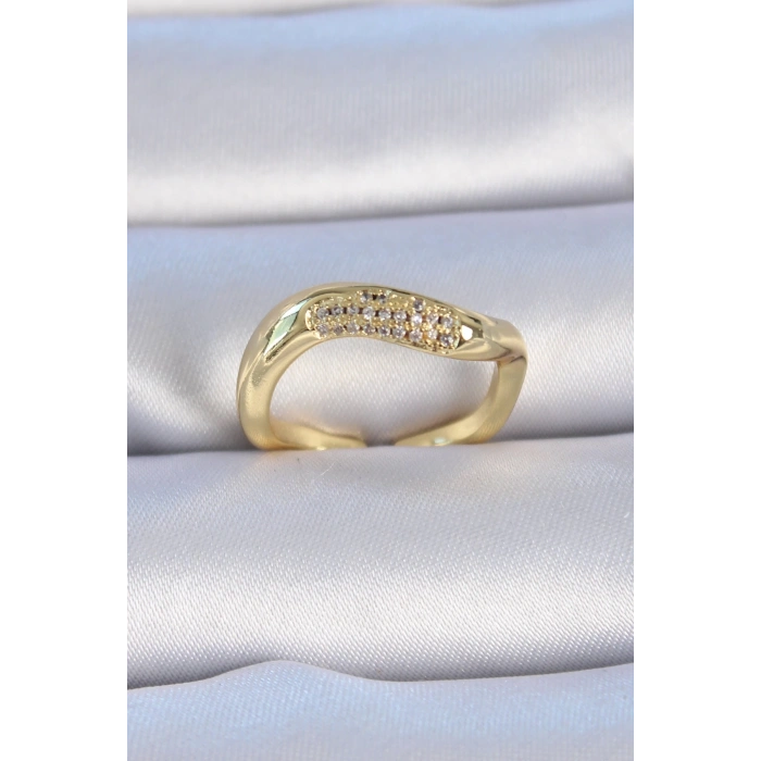 BFS Pirinç Gold Renk Zirkon Taşlı Kadın Yüzük