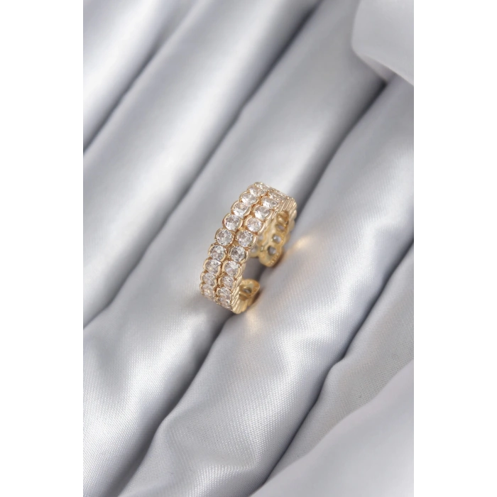 BFS Pirinç Gold Renk Zirkon Taşlı Kadın Yüzük