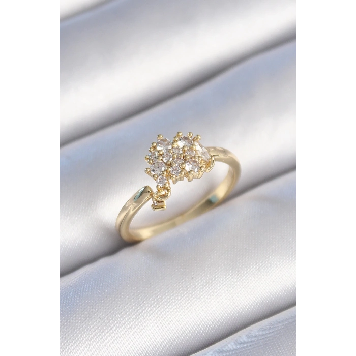 BFS Pirinç Gold Renk Zirkon Taşlı Kadın Yüzük