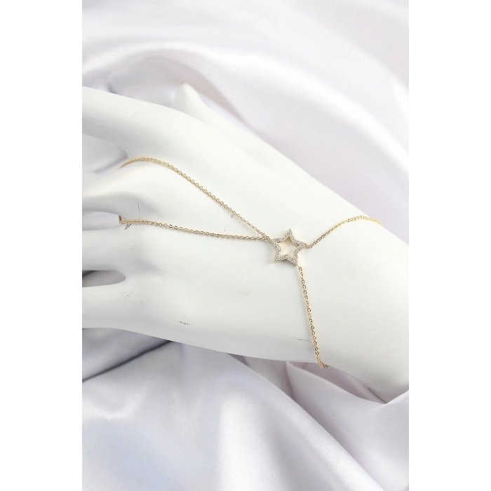 BFS Pirinç Gold Renk Zirkon Taşlı Yıldız Model Şahmeran