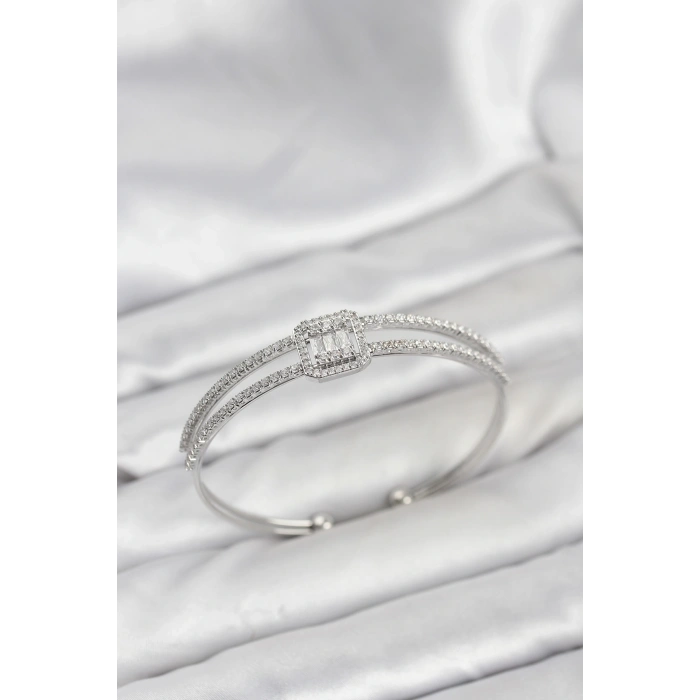 BFS Pirinç Gümüş Renk Baget Model Kadın Bileklik