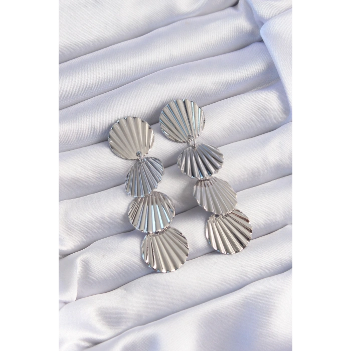 BFS Pirinç Gümüş Renk Deniz Kabuğu Model Sallantılı Küpe