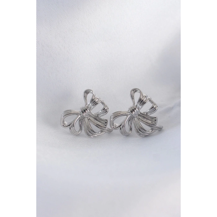 BFS Pirinç Gümüş Renk Fiyonk Küpe