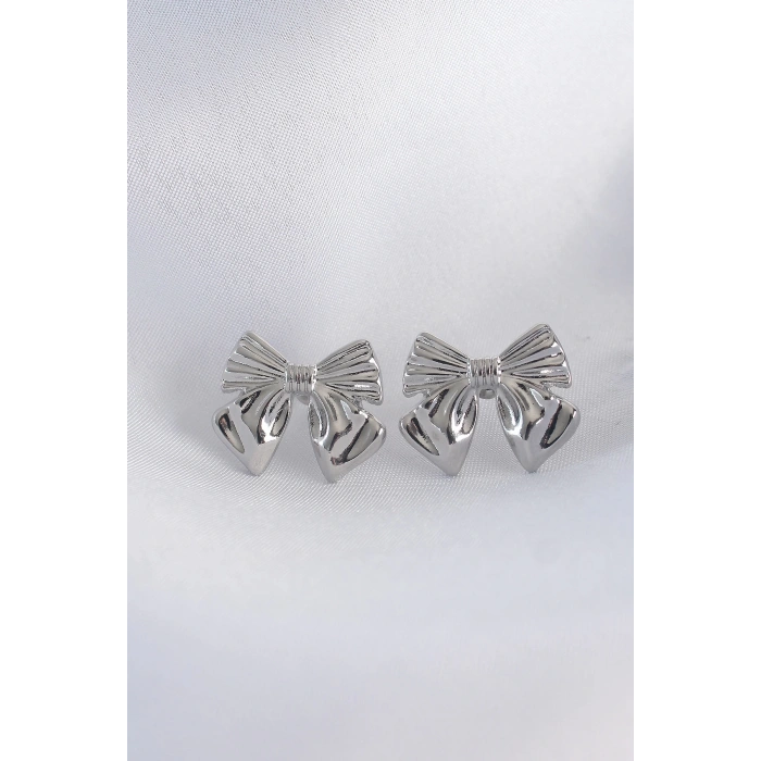 BFS Pirinç Gümüş Renk Fiyonk Küpe