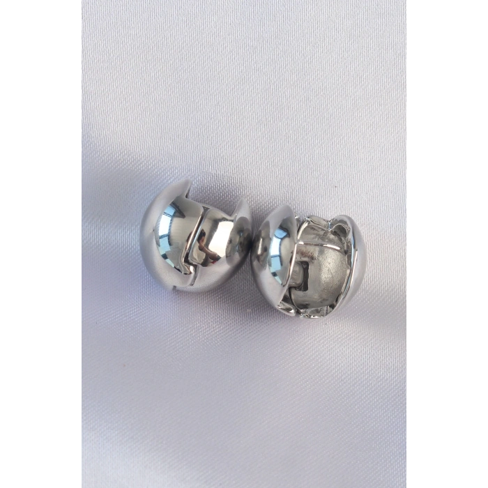 BFS Pirinç Gümüş Renk İçi Boş Minimal Topçuk Küpe