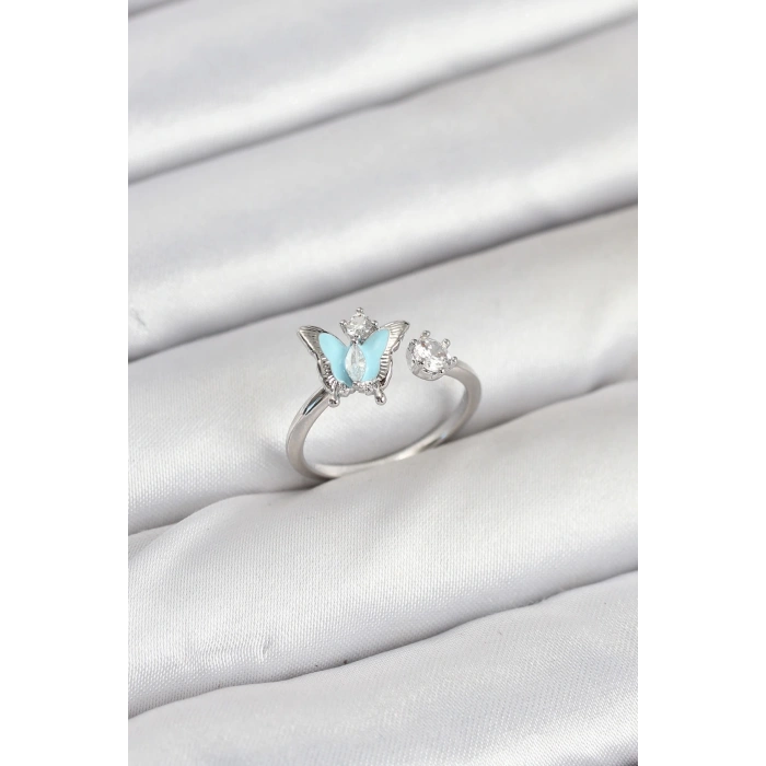 BFS Pirinç Gümüş Renk Kelebek Model Kadın Yüzük